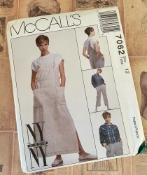 7062 MCCALLS NY NY UNLINED BUTTON JACKET, JUMPER, OVERALLS PATTERN UNCUT 14